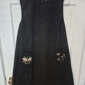 Disturbia Black Dress with Embroidered Pockets Size 10